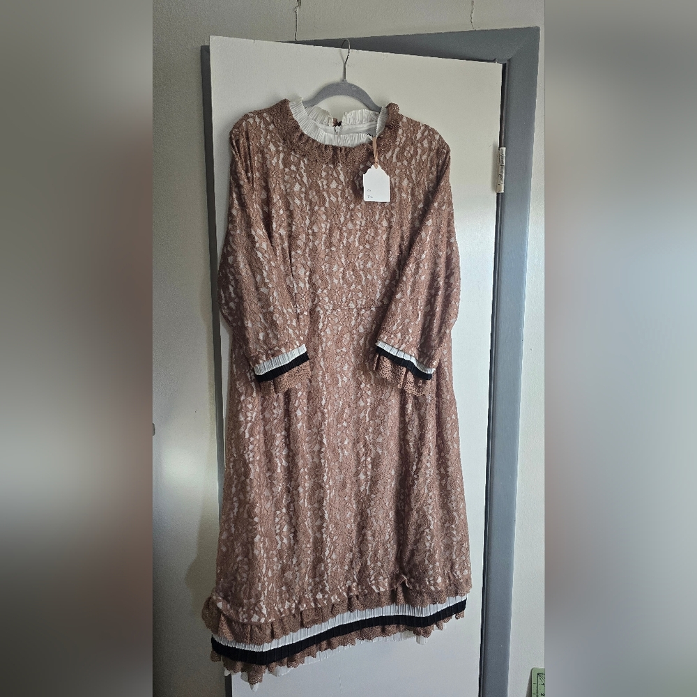 Elegant Lace Dress in Brown